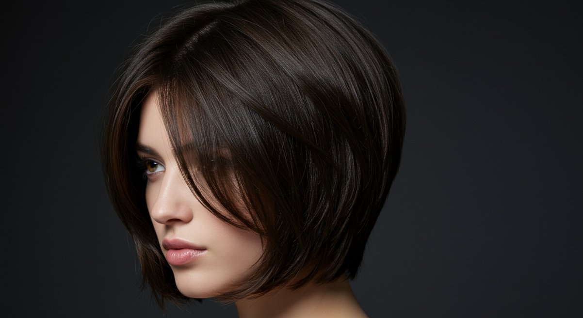 A photo of a layered bob hairstyle